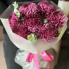 Букет "Виноградный" из 7 хризантем Бигоуди в Пушкино