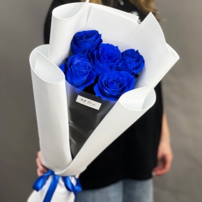 Букет из 5 синих роз Эквадор в Пушкино