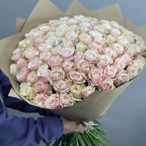 Букет из 101 розы Пинк Мондиаль Эквадор (60 см) в Пушкино