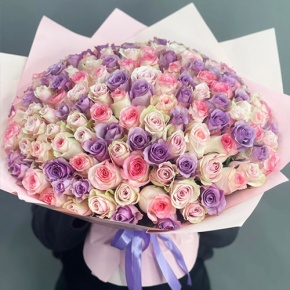 Букет из 101 розы нежный микс (40 см) в Пушкино