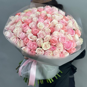 101 розовая роза Эквадор (60 см) в Пушкино