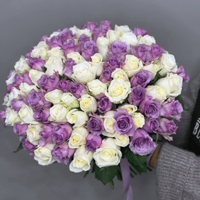 Букет "Фиолетовый микс" из 101 розы (40 см) в Пушкино