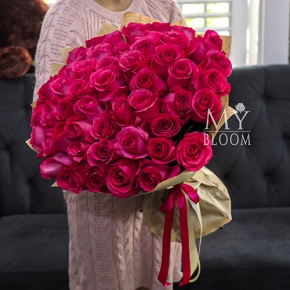 Букет 51 роза Эквадор Пинк Флоид (60 см) в Пушкино