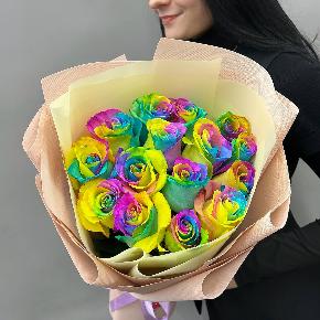 Букет из 15 радужных роз в Пушкино
