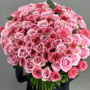 Нежный букет из 101 розы Риджентс парк и Аваланж микс  (70 см) в Пушкино
