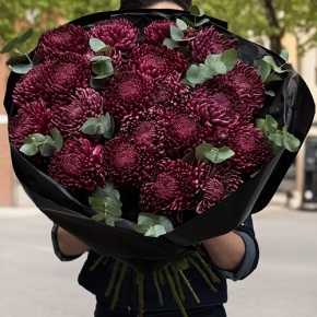Букет из 21 винной хризантемы Бигоуди в Пушкино
