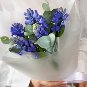 Букет "Мини" из 5 ароматных гиацинтов и эвкалипта в Пушкино