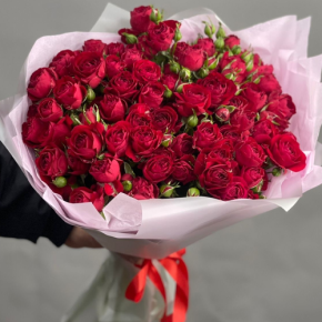Букет из 17 красных кустовых пионовидных роз (50 см) в Пушкино