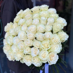 Букет из 51 розы Эквадор Мондиаль под ленту (80 см) в Пушкино